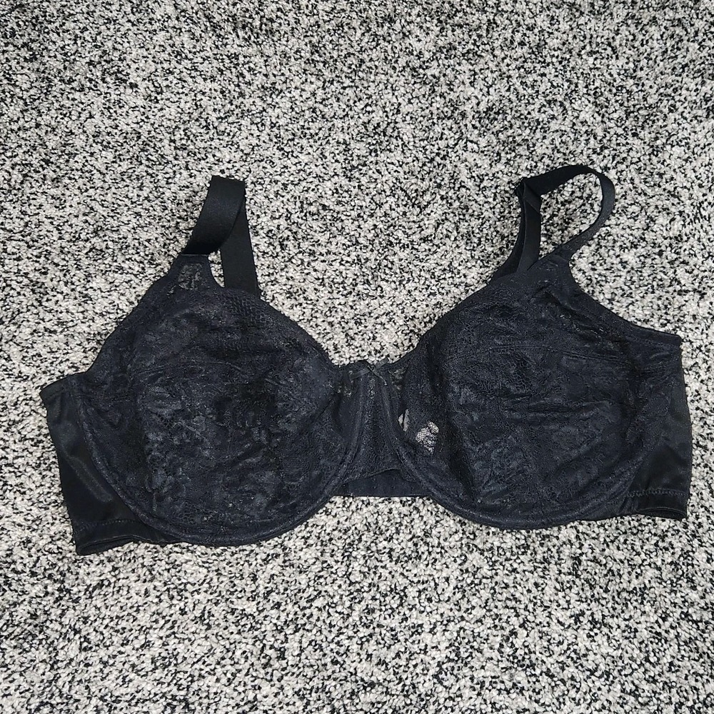 HSIA Unlined Sexy Sheer Black Lace Mesh Bra Size 44DD Wide Straps Underwire